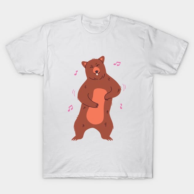 Funny Dancing Bear T-Shirt by FunnyMoonCosmic